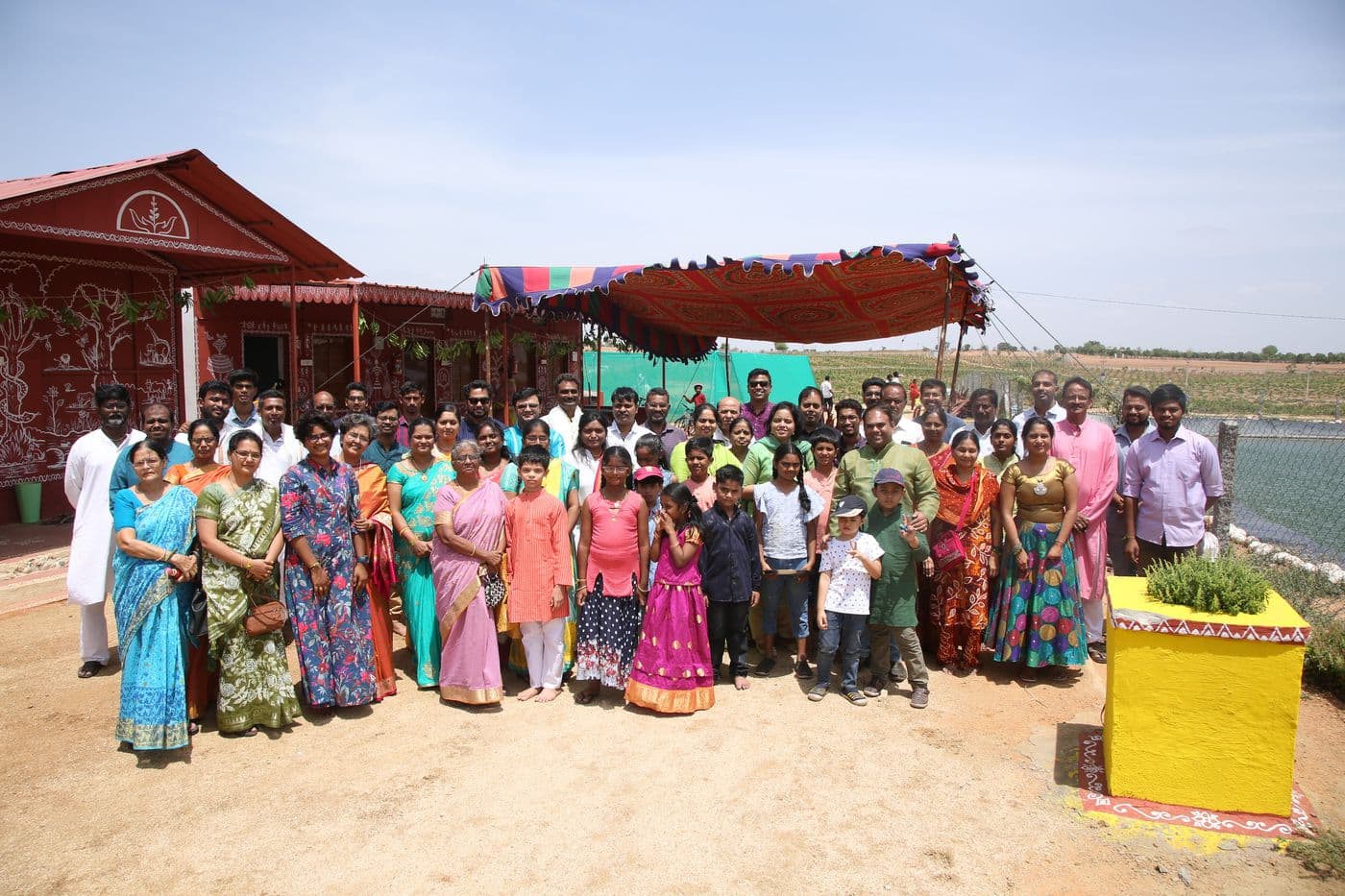 The farm community gathered together
