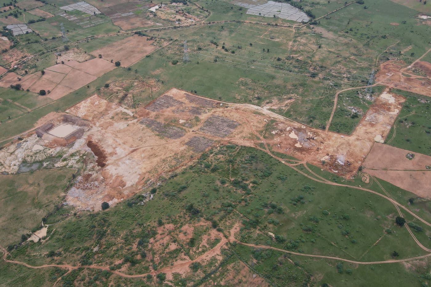 Aerial view across an InAcres farm